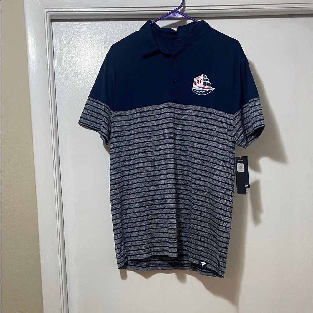 Fanatics Super Bowl, Tampa Bay, LV Navy and Gray Men's Polo Shirt large